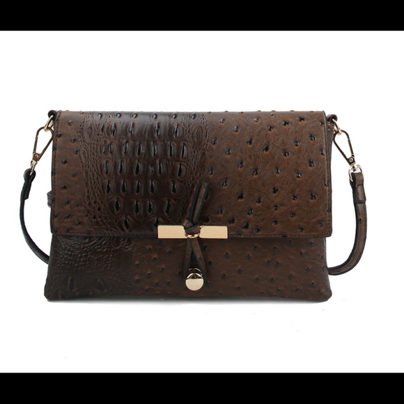 Croc and ostrich crossbody handbag - Picture 5 of 6